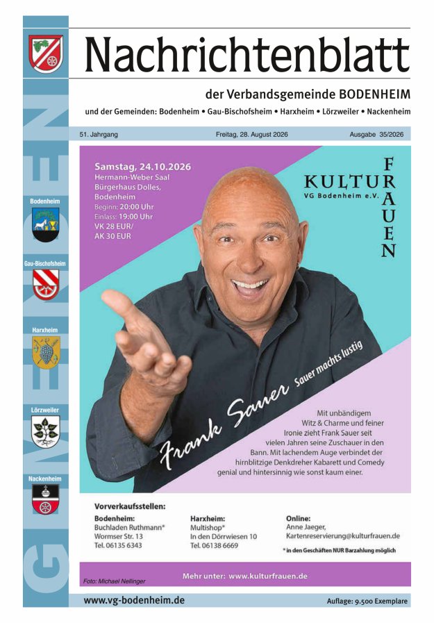 Nachrichtenblatt der VG Bodenheim              Titelblatt 35/2026