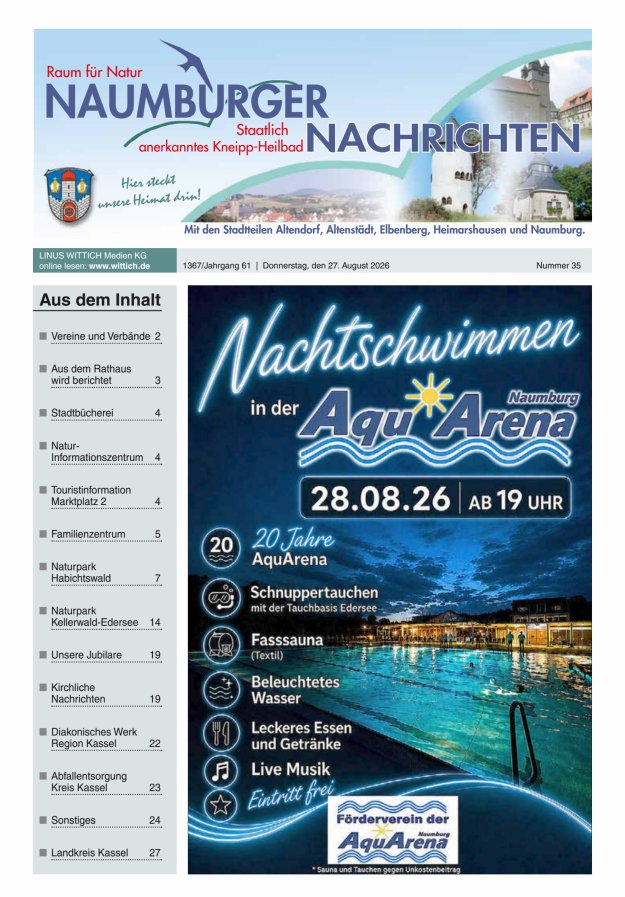 Naumburger Nachrichten Titelblatt 35/2026