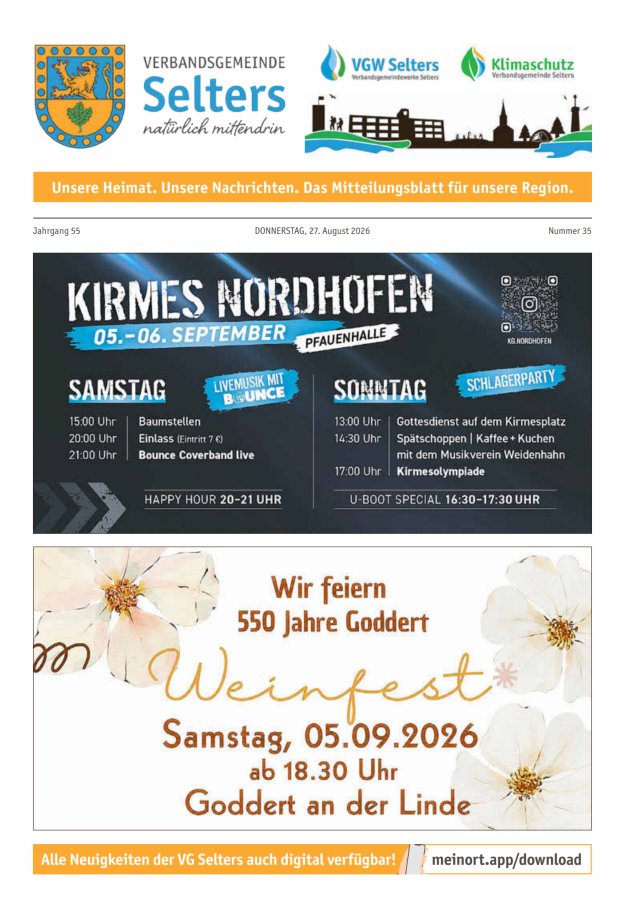 Unsere Verbandsgemeinde Selters Ww Titelblatt 35/2026
