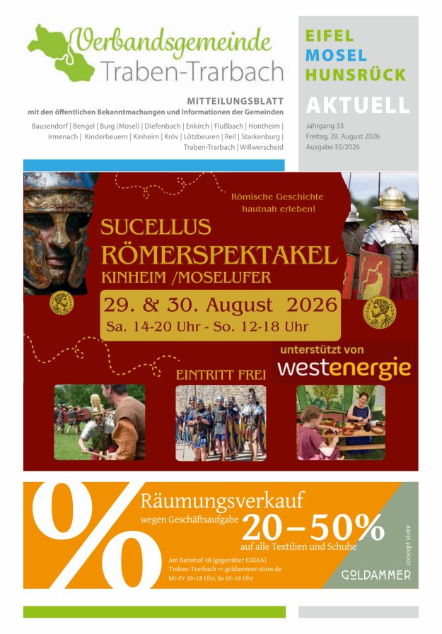 Eifel-Mosel-Hunsrück aktuell VG Traben-Trarbach Titelblatt 35/2026