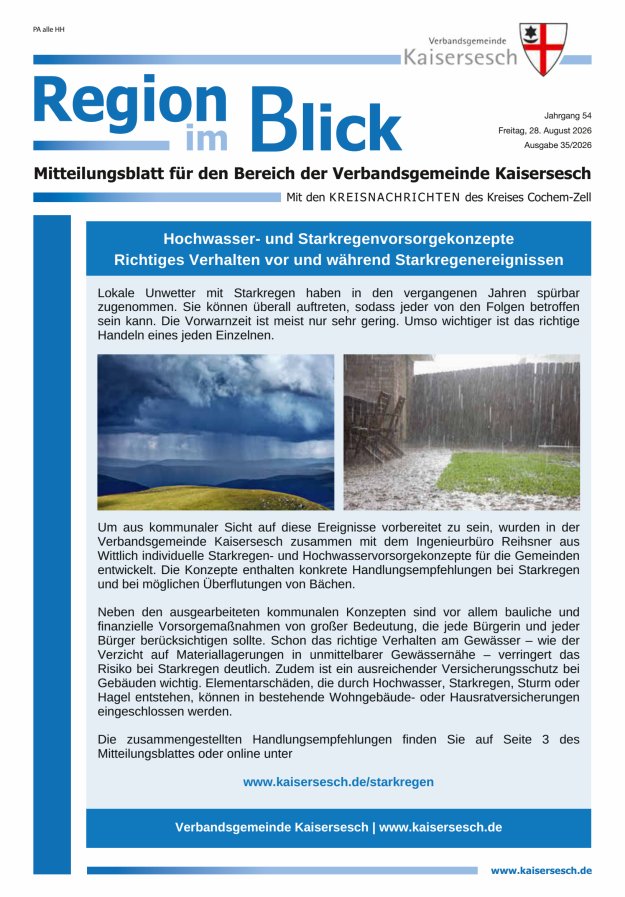 Region im Blick VG Kaisersesch Titelblatt 35/2026