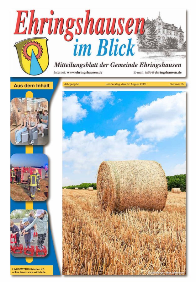 Mitteilungsblatt der Gemeinde Ehringshausen Titelblatt 35/2026
