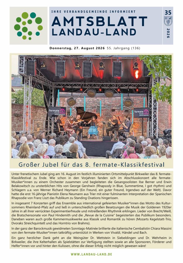 Amtsblatt VG Landau-Land Titelblatt 35/2026