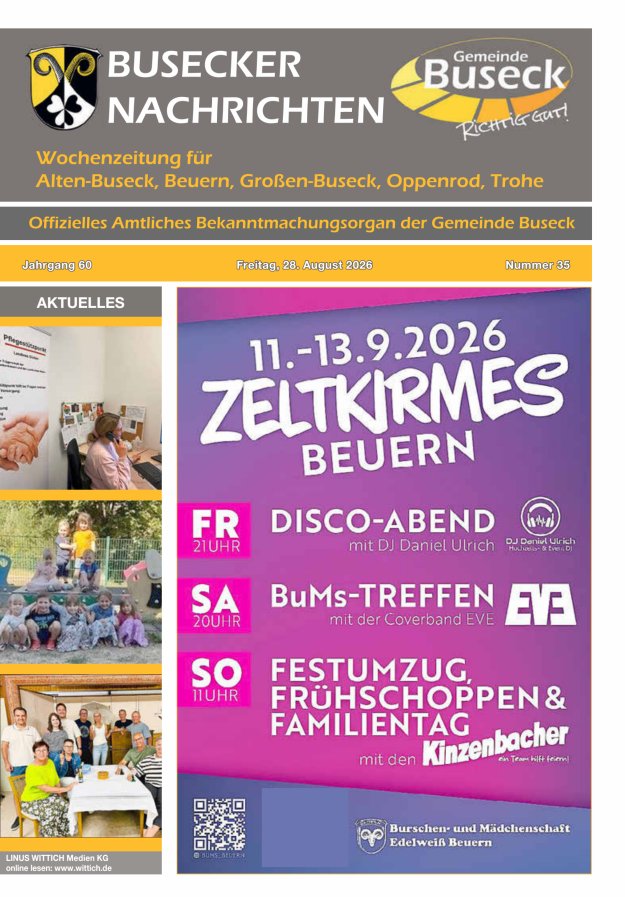 Busecker Nachrichten Titelblatt 35/2026