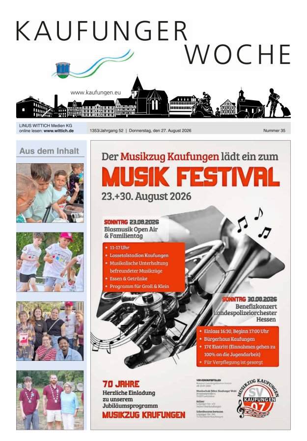 Kaufunger Woche Titelblatt 35/2026