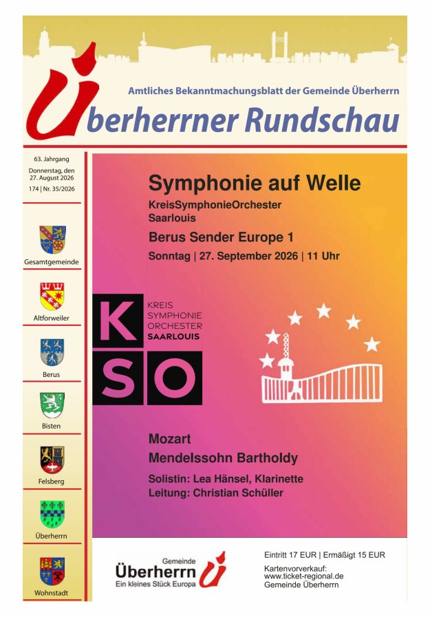 Überherrner Rundschau Titelblatt 35/2026