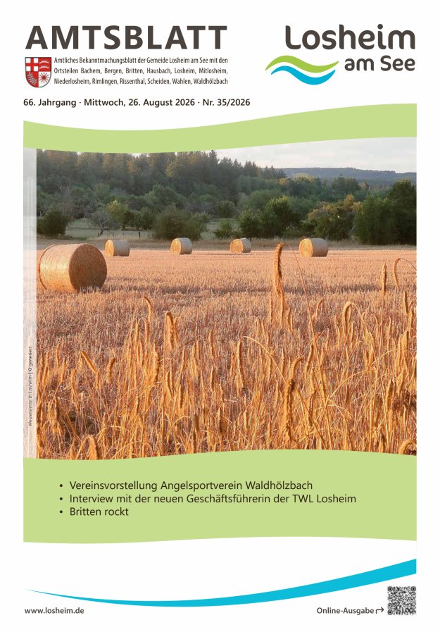 Amtliches Bekanntmachungsblatt der Gemeinde Losheim am See Titelblatt 35/2026