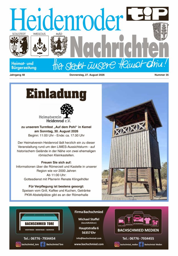"tip" Heidenroder Nachrichten Titelblatt 35/2026
