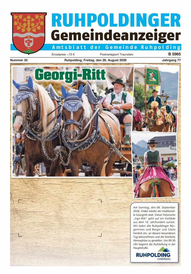 Ruhpoldinger Gemeindeanzeiger Titelblatt 35/2026