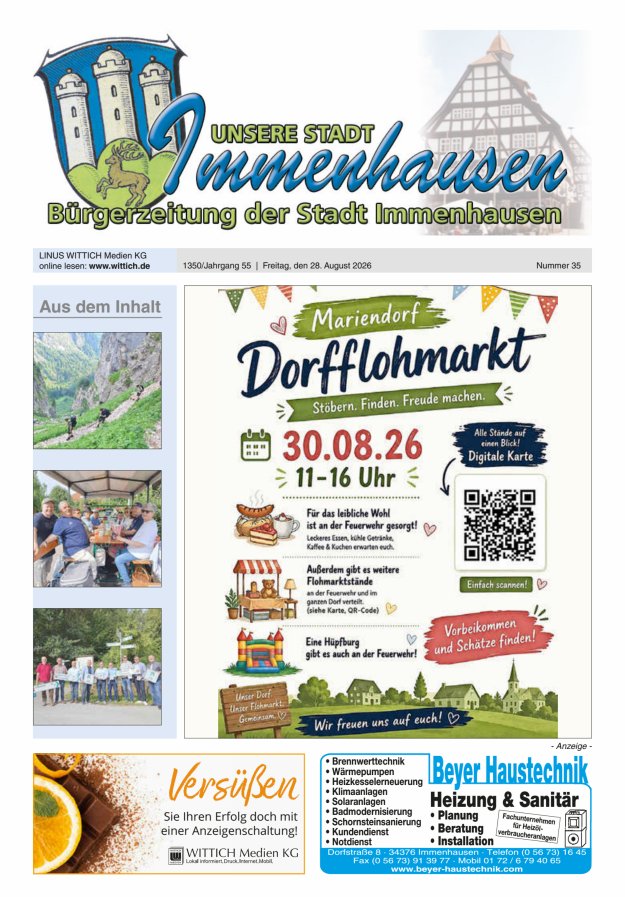 Unsere Stadt Immenhausen Titelblatt 35/2026