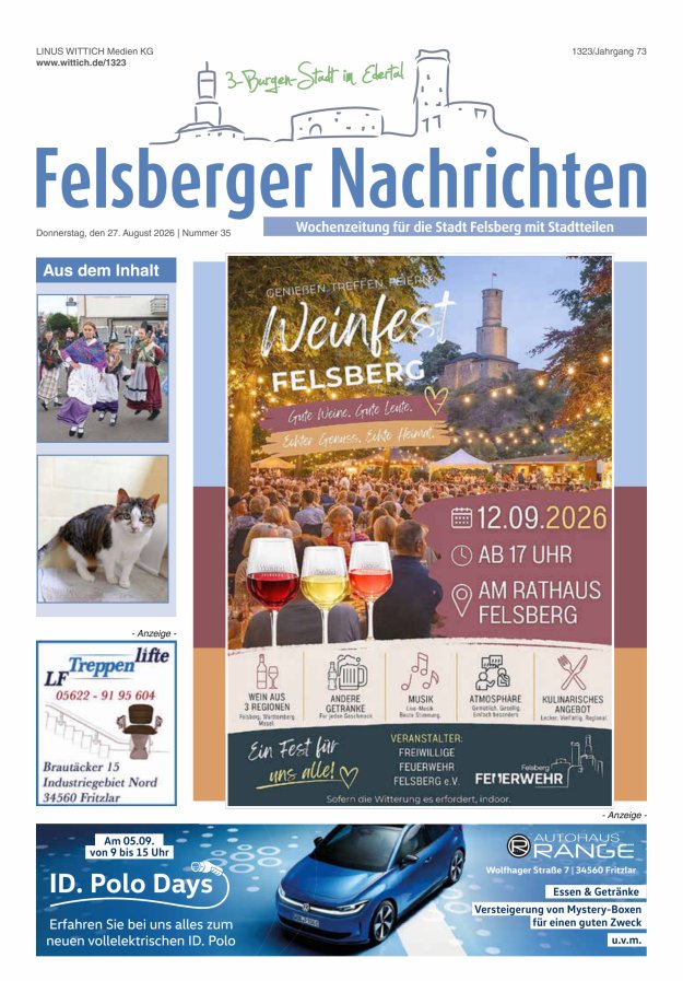 Felsberger Nachrichten Titelblatt 35/2026