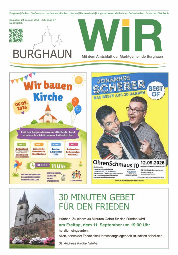 WIR - mit Amtsblatt der Marktgemeinde Burghaun Titelblatt 35/2026