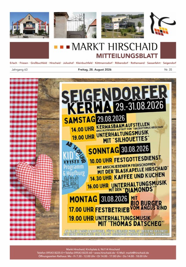 Mitteilungsblatt Markt Hirschaid Titelblatt 35/2026