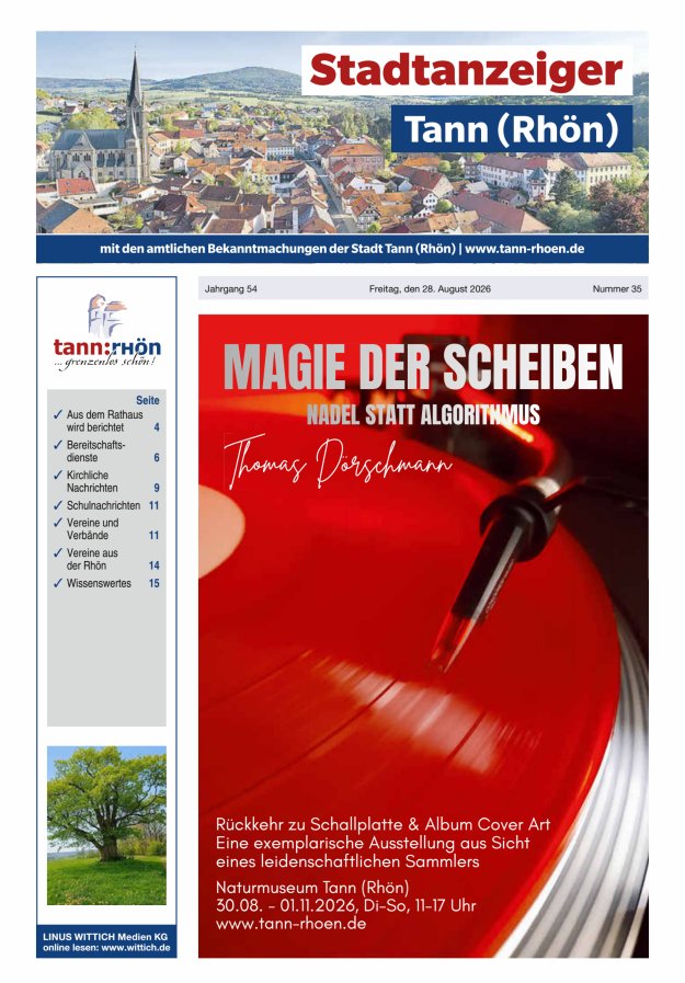 Stadtanzeiger Tann (Rhön) Titelblatt 35/2026