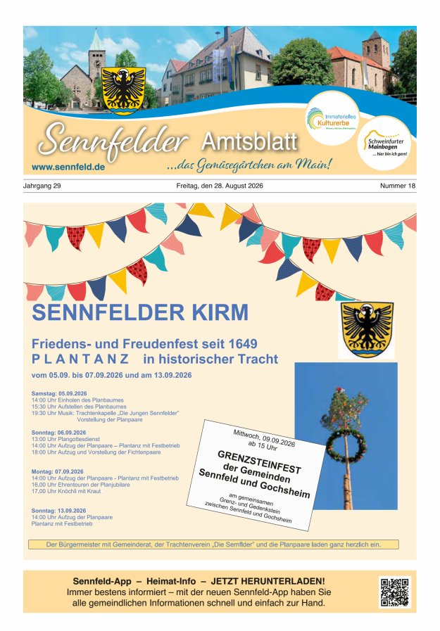 Sennfelder Amtsblatt Titelblatt 18/2026