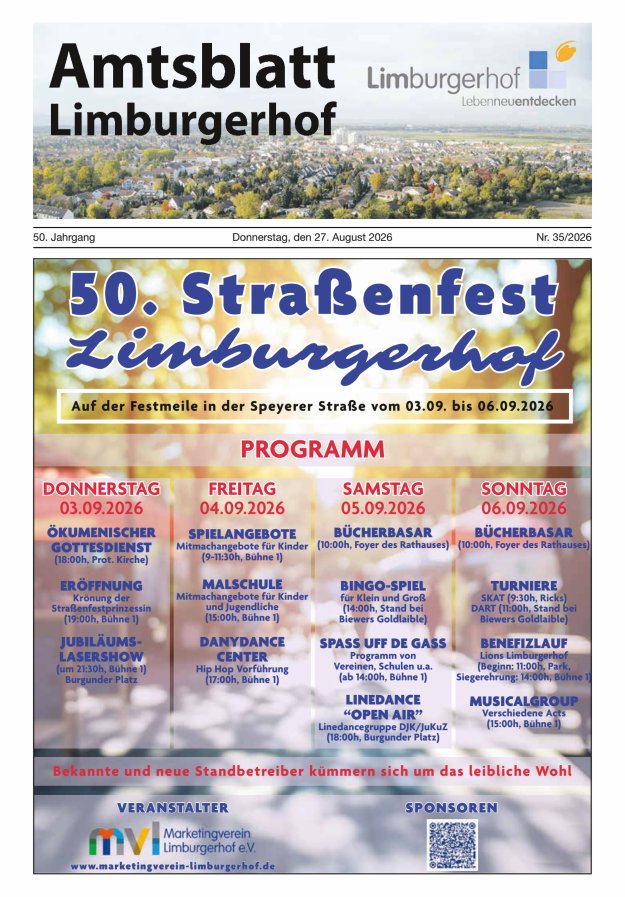 Amtsblatt Limburgerhof Titelblatt 35/2026