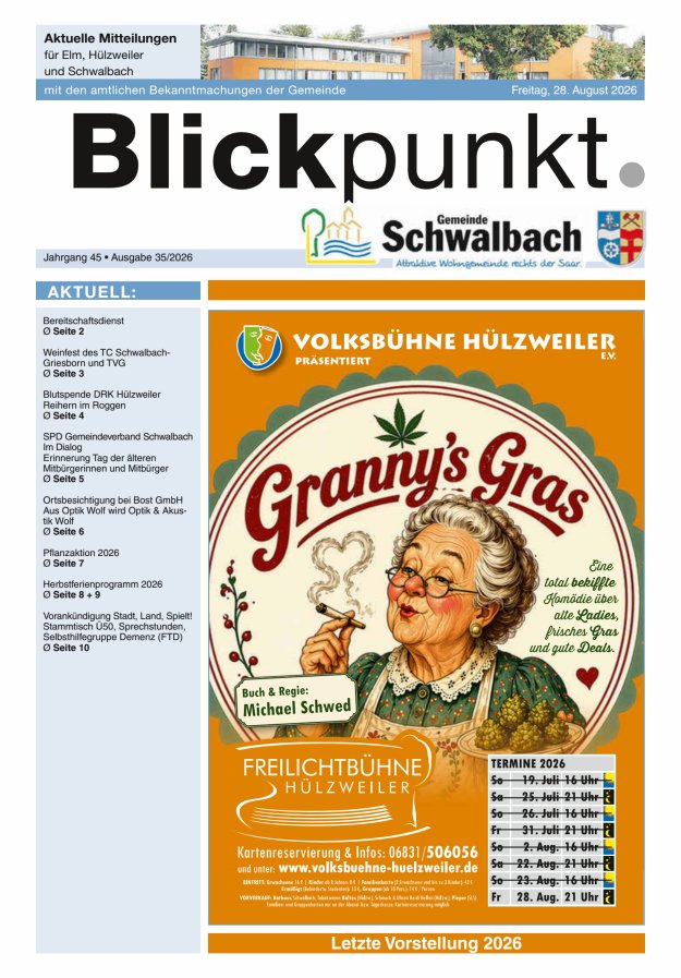 Blickpunkt Schwalbach Titelblatt 35/2026