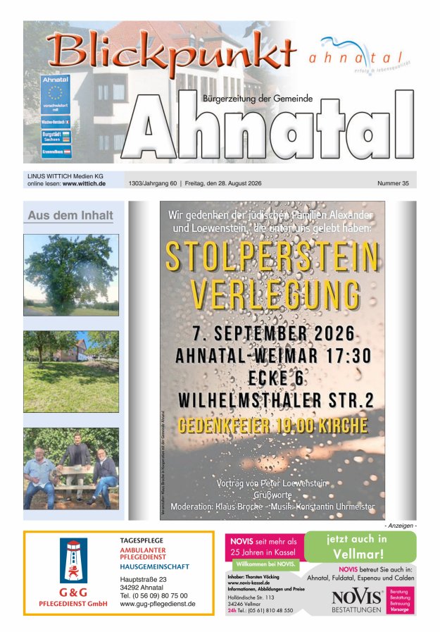 Blickpunkt Ahnatal Titelblatt 35/2026