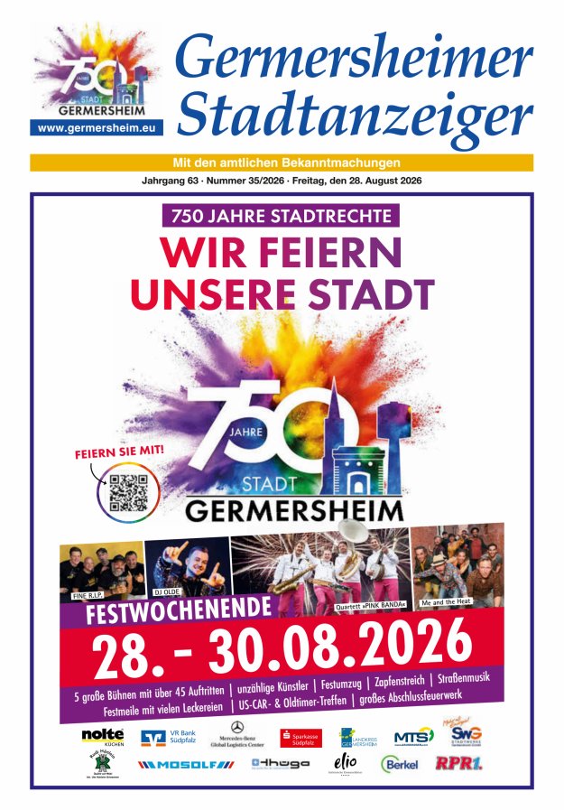 Germersheimer Stadtanzeiger Titelblatt 35/2026
