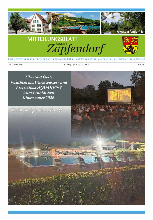 Mitteilungsblatt Markt Zapfendorf Titelblatt 18/2026