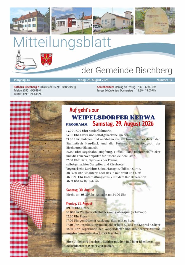 Mitteilungsblatt der Gemeinde Bischberg Titelblatt 35/2026