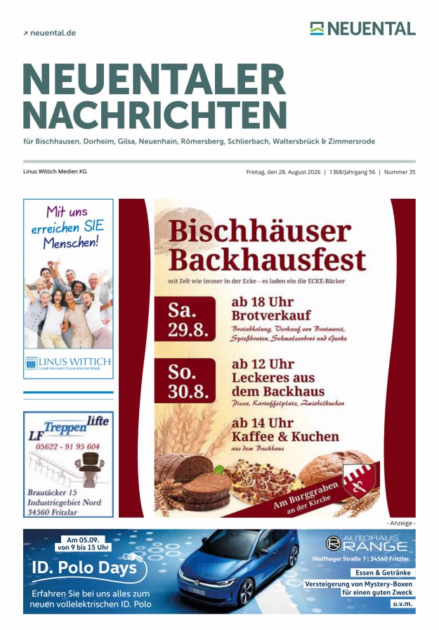 Neuentaler Nachrichten Titelblatt 35/2026
