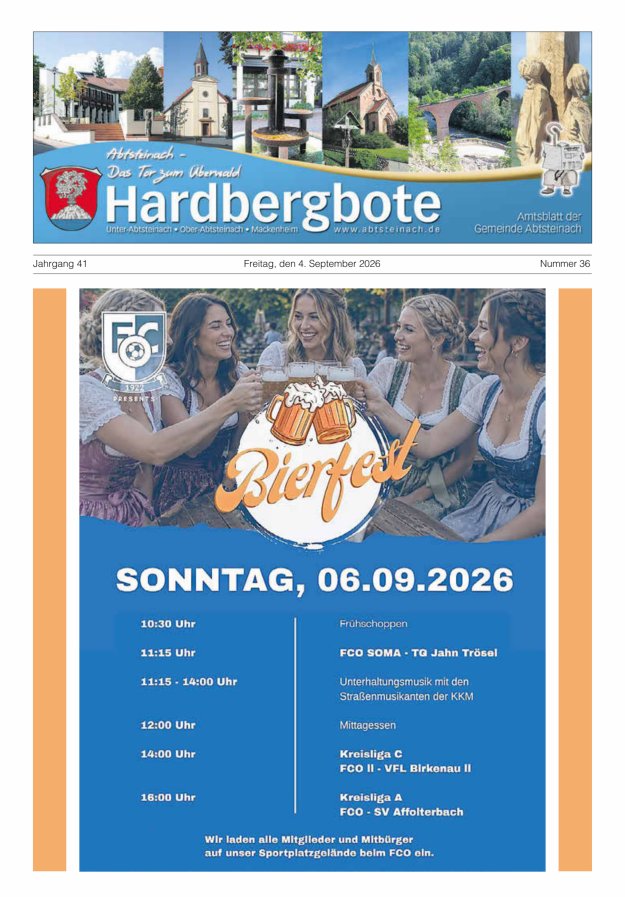 Hardbergbote - Mitteilungsblatt der Gemeinde Abtsteinach Titelblatt 36/2026