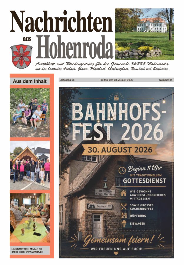 Nachrichten aus Hohenroda Titelblatt 35/2026