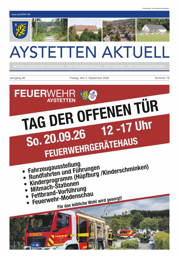 Aystetten Aktuell Wir über uns Titelblatt 18/2026