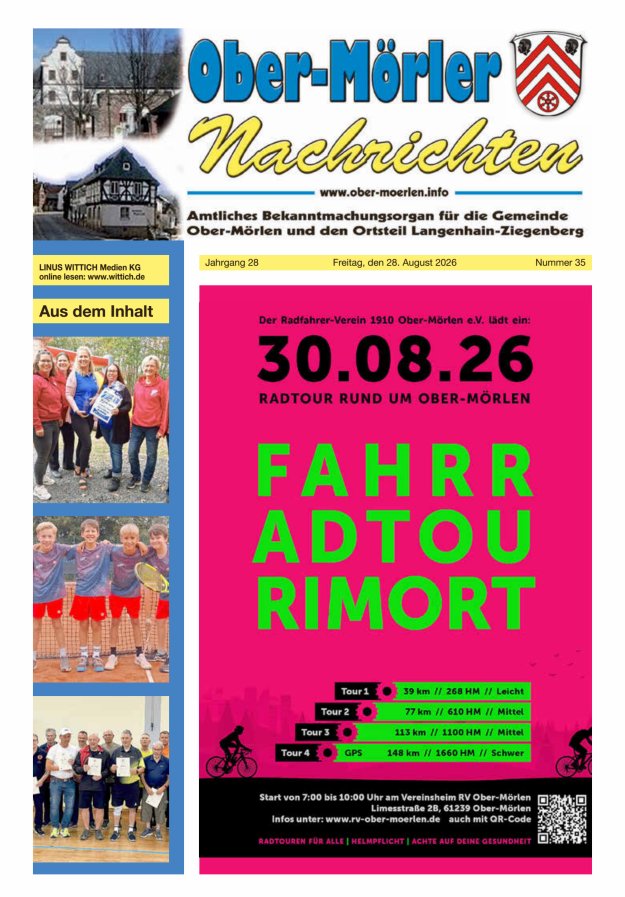 Ober-Mörler Nachrichten Titelblatt 35/2026