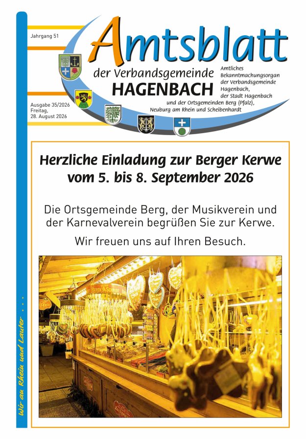 Amtsblatt der VG Hagenbach Titelblatt 35/2026