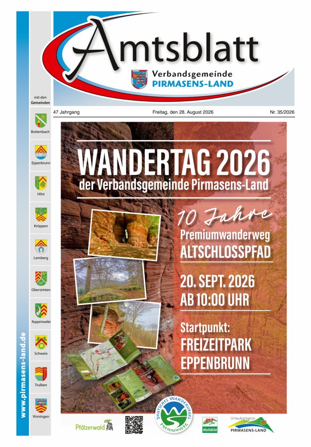 Amtsblatt VG Pirmasens-Land Titelblatt 35/2026