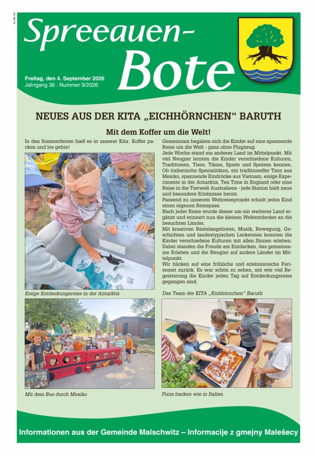 Spreeauen-Bote - Amtsblatt der Gemeinde Malschwitz Titelblatt 09/2026