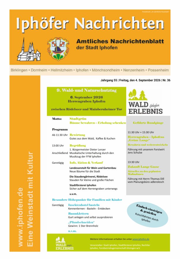 Iphöfer Nachrichten Titelblatt 36/2026
