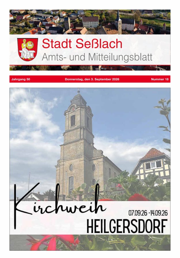 Amts- und Mitteilungsblatt Stadt Seßlach Titelblatt 18/2026