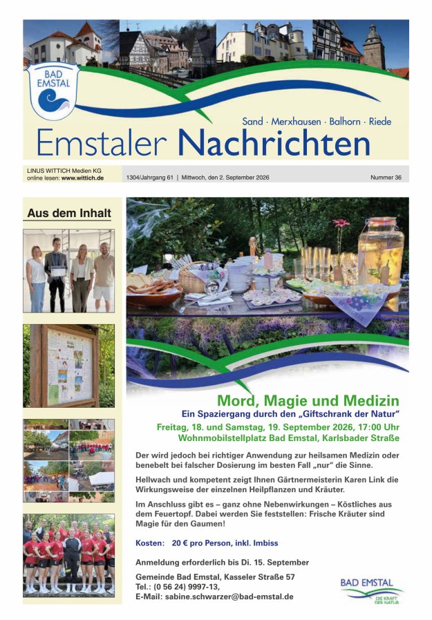 Emstaler Nachrichten Titelblatt 36/2026