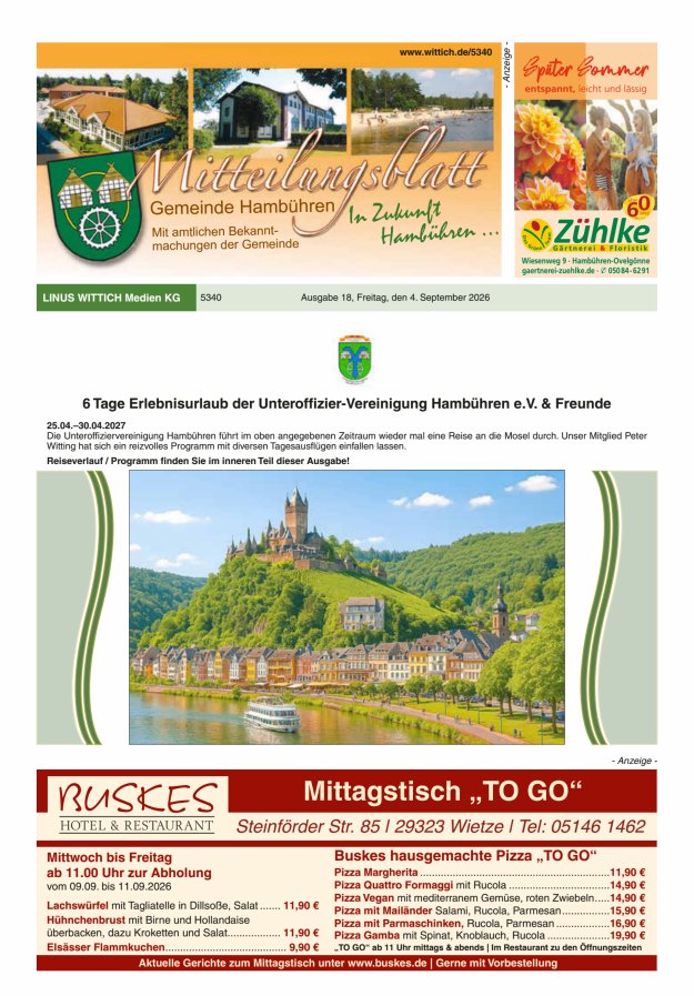 Mitteilungsblatt der Gemeinde Hambühren Titelblatt 18/2026