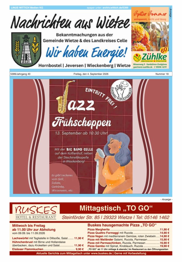 Nachrichten aus Wietze Titelblatt 18/2026