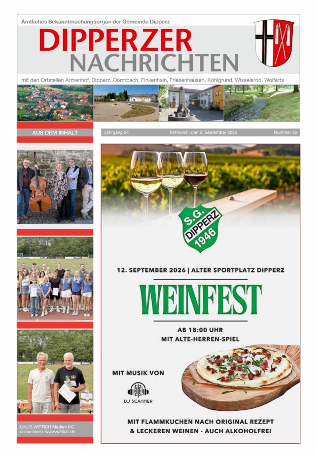Dipperzer Nachrichten Titelblatt 36/2026