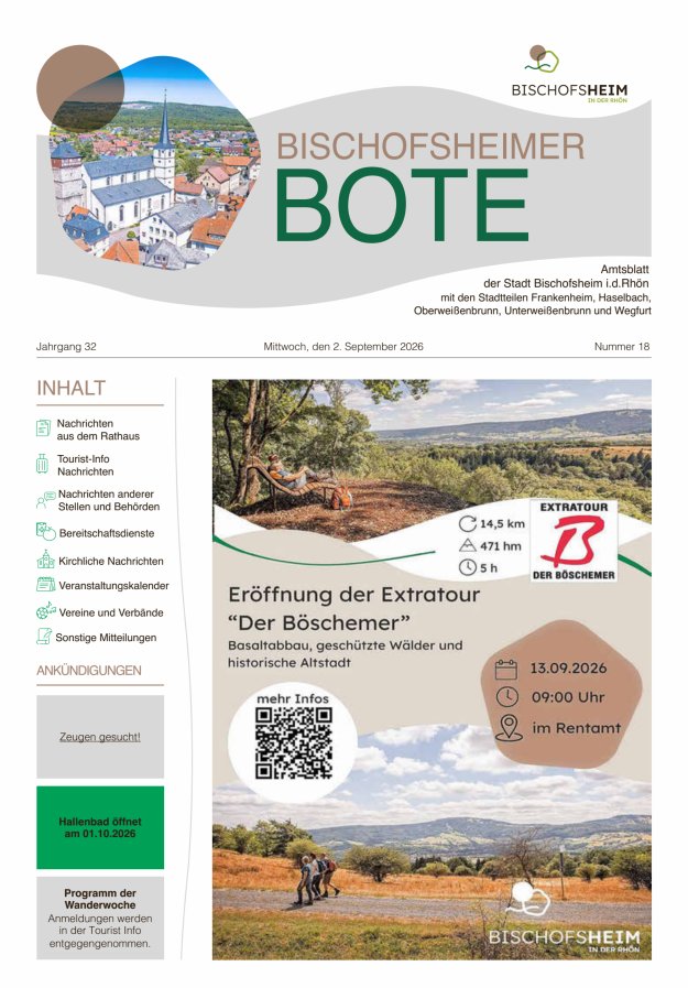 Bischofsheimer Bote Titelblatt 18/2026