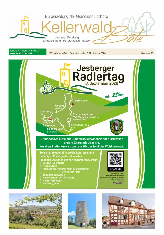 Kellerwaldbote - Bürgerzeitung der Gemeinde Jesberg Titelblatt 36/2026