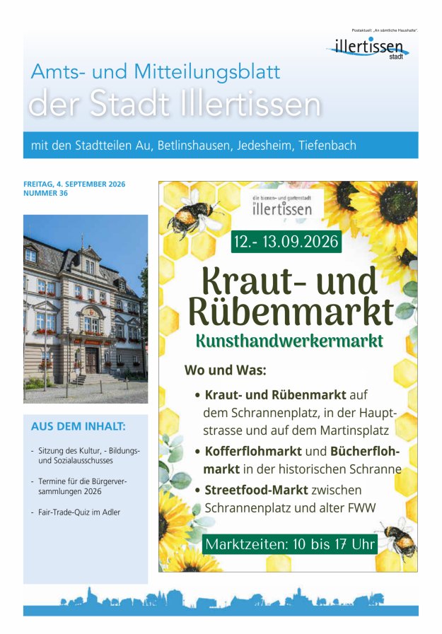 Amts- und Mitteilungsblatt Stadt Illertissen Titelblatt 36/2026