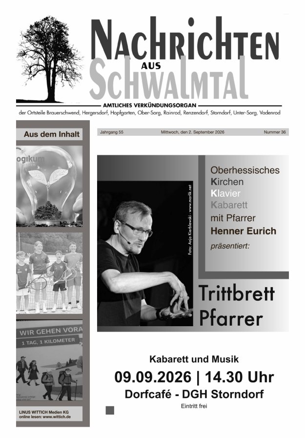 Nachrichten aus Schwalmtal Titelblatt 36/2026