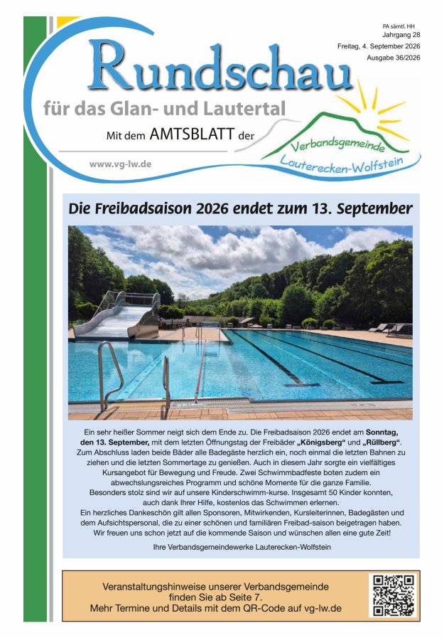 Rundschau für das Glan- und Lautertal Titelblatt 36/2026