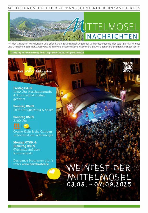Mittelmosel-Nachrichten VG Bernkastel-Kues Titelblatt 36/2026