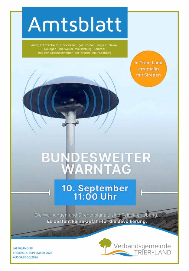Amtsblatt VG Trier-Land Titelblatt 36/2026