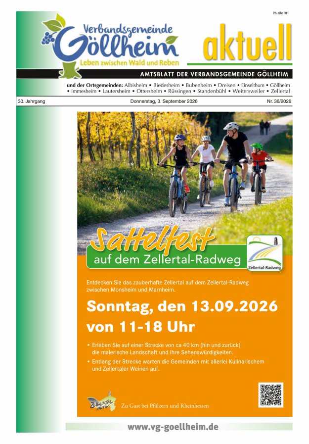Verbandsgemeinde Göllheim aktuell Titelblatt 36/2026