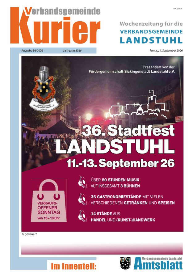Verbandsgemeinde Kurier Landstuhl Titelblatt 36/2026