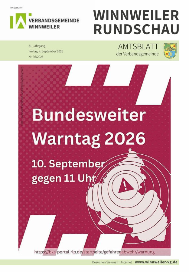 Winnweiler Rundschau Titelblatt 36/2026