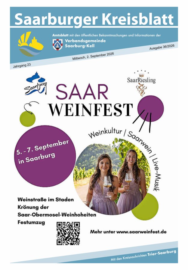Saarburger Kreisblatt Titelblatt 36/2026